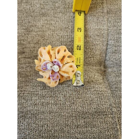 Tahitian Handmade Shell Coral Ring French Polynesia Style Sz 9 StatementPiece 2" - Picture 6 of 6